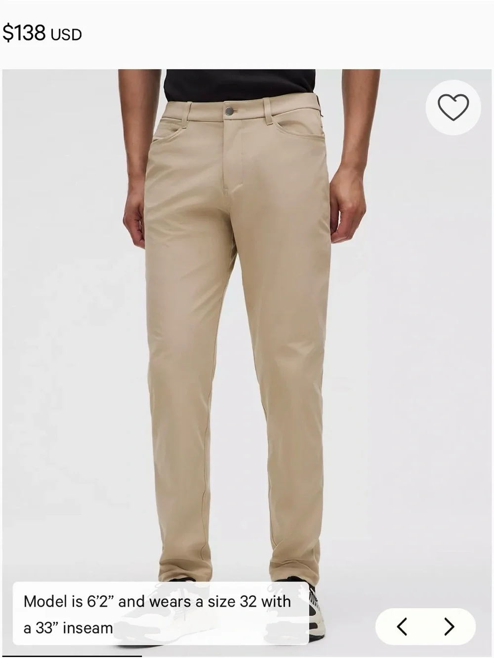 lululemon athletica Men's Khaki Chinos - Light Tan